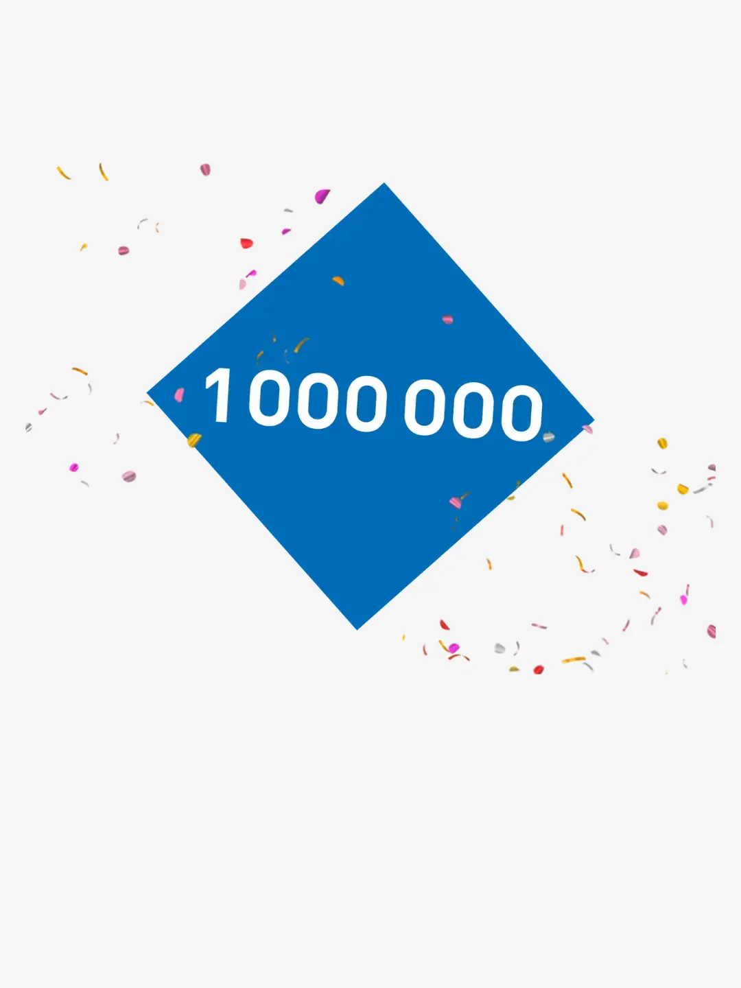 Confetti graphic announcing a LEGO Insiders sweepstakes prize of 1,000,000 points.