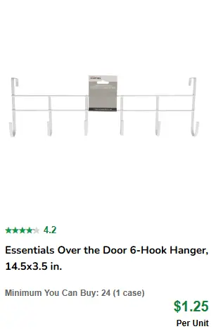 Dollar Tree over-the-door 6-hook hanger used to hang plastic vases for a DIY LEGO Botanicals flower bar by Nanibricks.