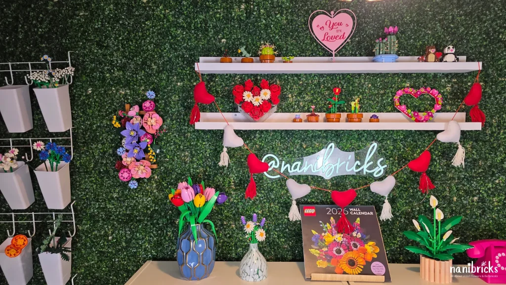 LEGO Botanicals Flower Wall (11503) mounted on a feature wall as floral wall art.