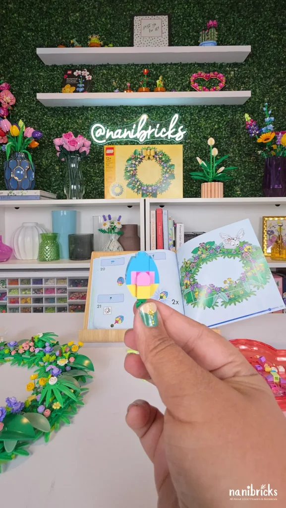 LEGO Spring Wreath 40957 bunny and Easter egg detail build