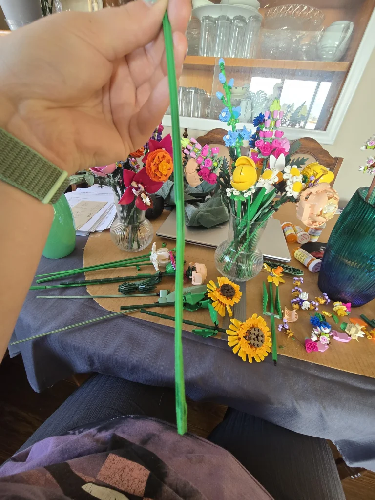 LEGO Botanicals stem damage reported by a collector after long-term contact with floral foam.